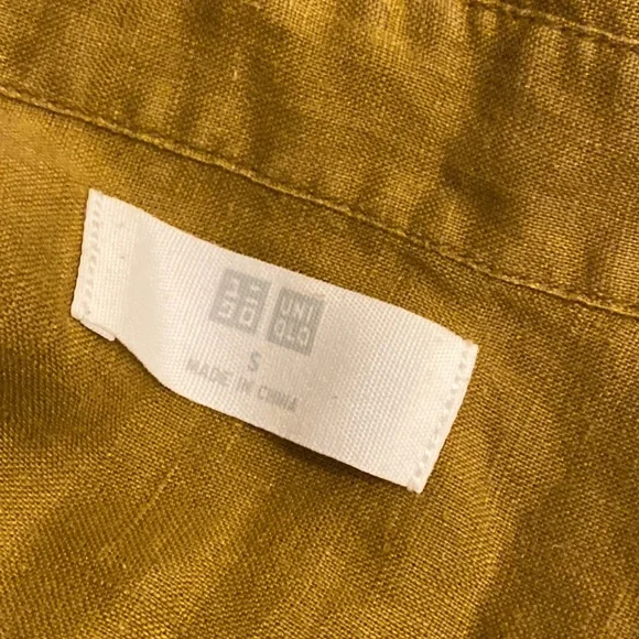 Uniqlo Mustard Brown Linen Shirt. Size S - Picture 3 of 6